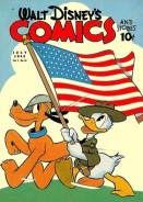 Daffy Duck and Goofy with USA flag