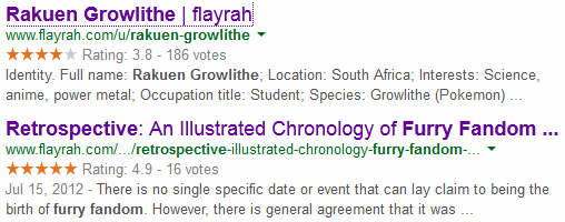 Flayrah ratings on Google