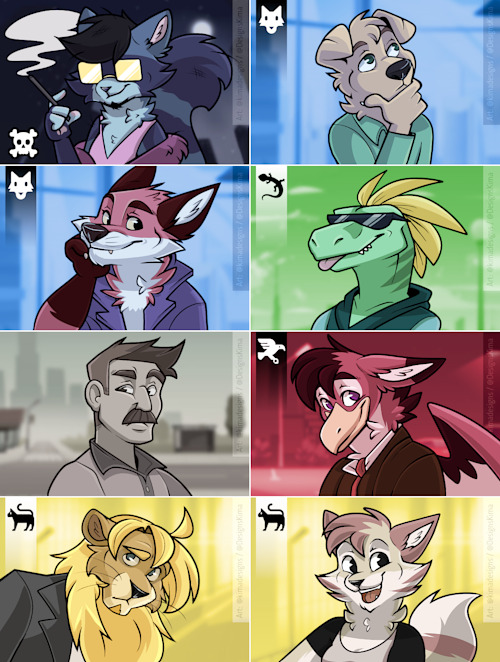 Custom fursona character card montage