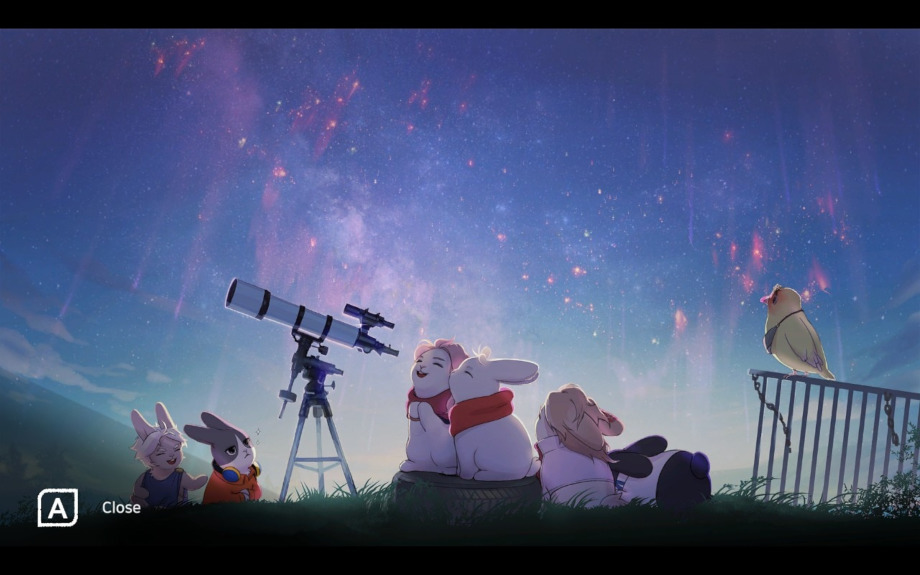 All the characters with a telescope.