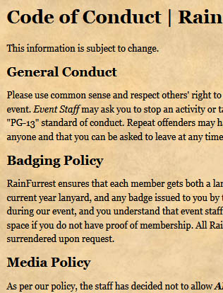 A clip from RainFurrest 2015's Code of Conduct