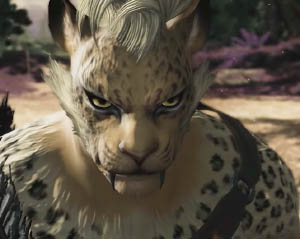 A hrothgar, a feline humanoid race from the upcoming Final Fantasy XIV Shadowbringers expansion.