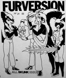 The cover of Furversion number 21, a zine from 1990, the all skunk issue