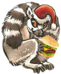 Pablo Lemurr with a cheeseburger