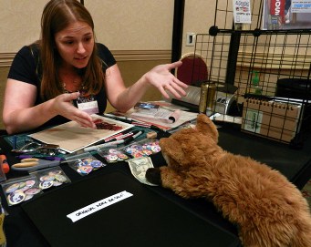 Fuchston the fox and Mochi in the Dealers Den, by Omi