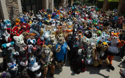 Califur IX Fursuit Parade group shot, by Warphammer