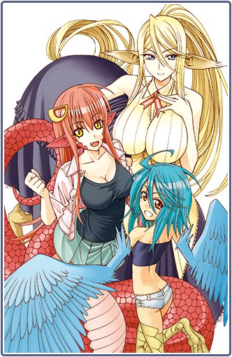 Monster Musume characters Miia, Centorea and Papi