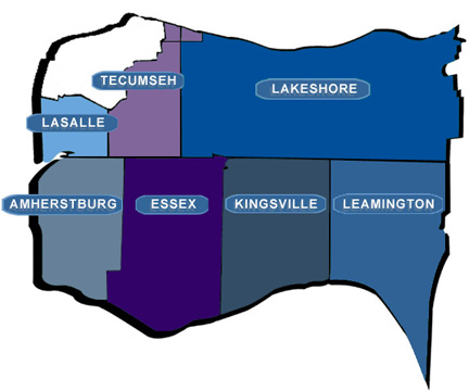 Map of Essex County (Windsor in White)