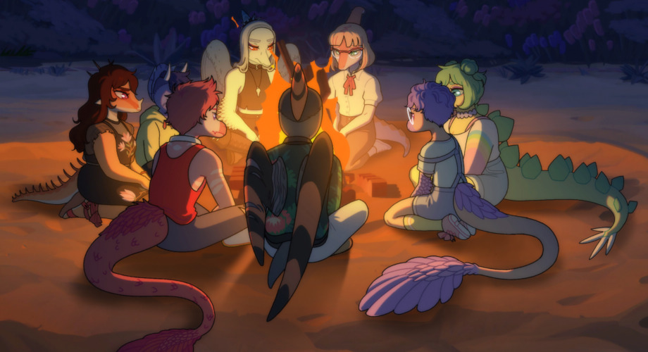 'Goodbye Volcano High' campfire scene