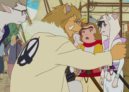 A boar man interacts with his two children.