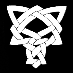 A wolf's head, done as Celtic knotwork.